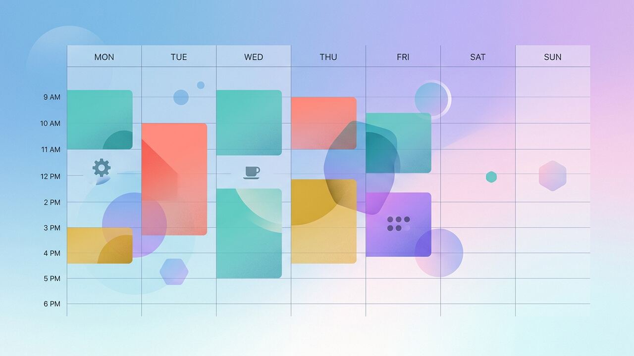 Weekly calendar view with time blocks highlighted